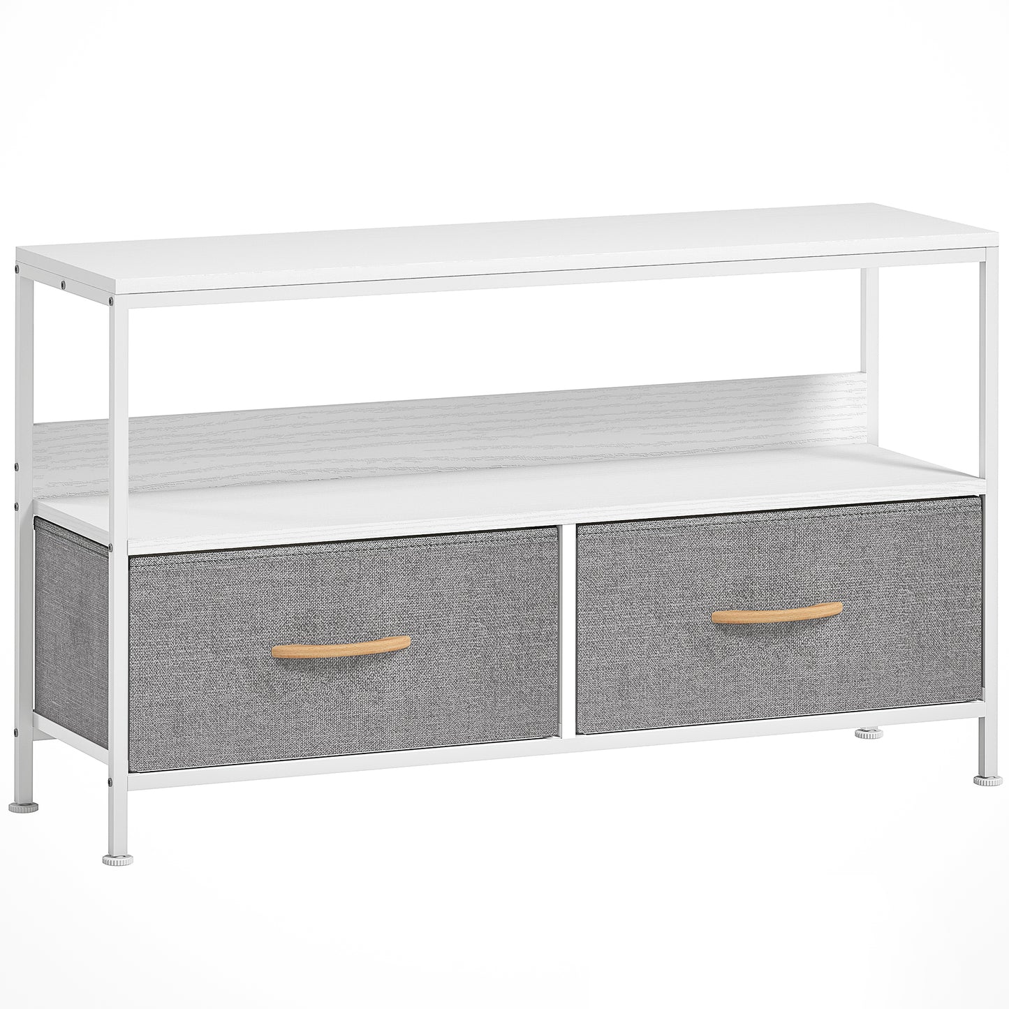 Avavale 98cm White TV Storage Unit With 2 Fold Down Fabric Drawers