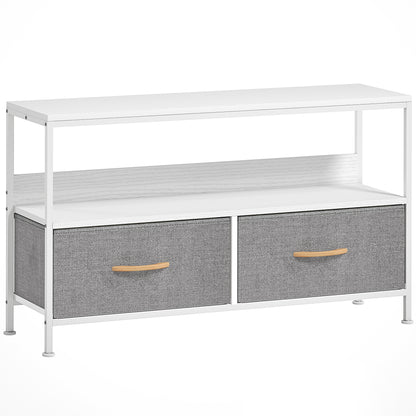 Avavale 98cm White TV Storage Unit With 2 Fold Down Fabric Drawers