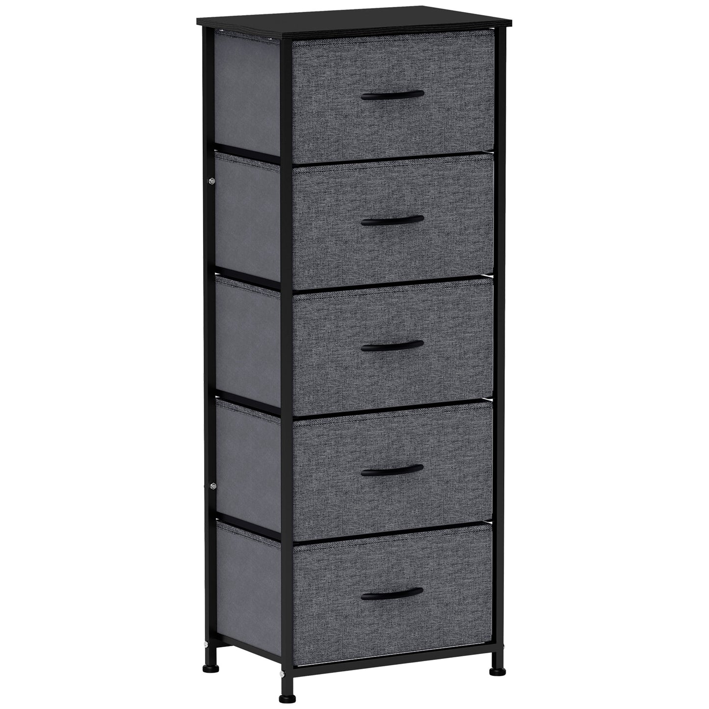 Ralora Metal And Fabric Dark Grey 5 Drawer Industrial Storage Dresser With Steel Frame