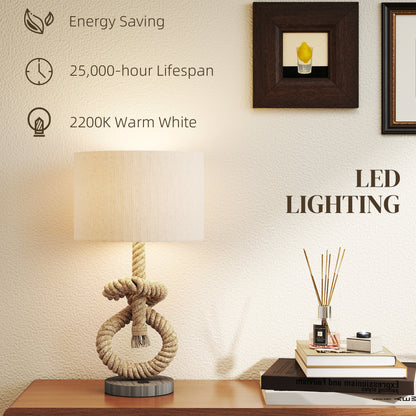 Releta Metal And Fabric Nautical LED Table Lamp With USB Charging Port
