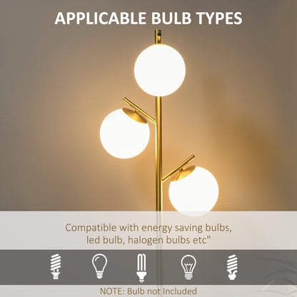 Tasozi Metal Gold 3 Light Tree Floor Lamp With Globe Shades