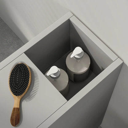 Slim Grey Bathroom Storage Cabinet With Compact Footprint