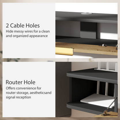 Nova 120cm Wooden Charcoal Grey and Natural Floating TV Stand With Storage
