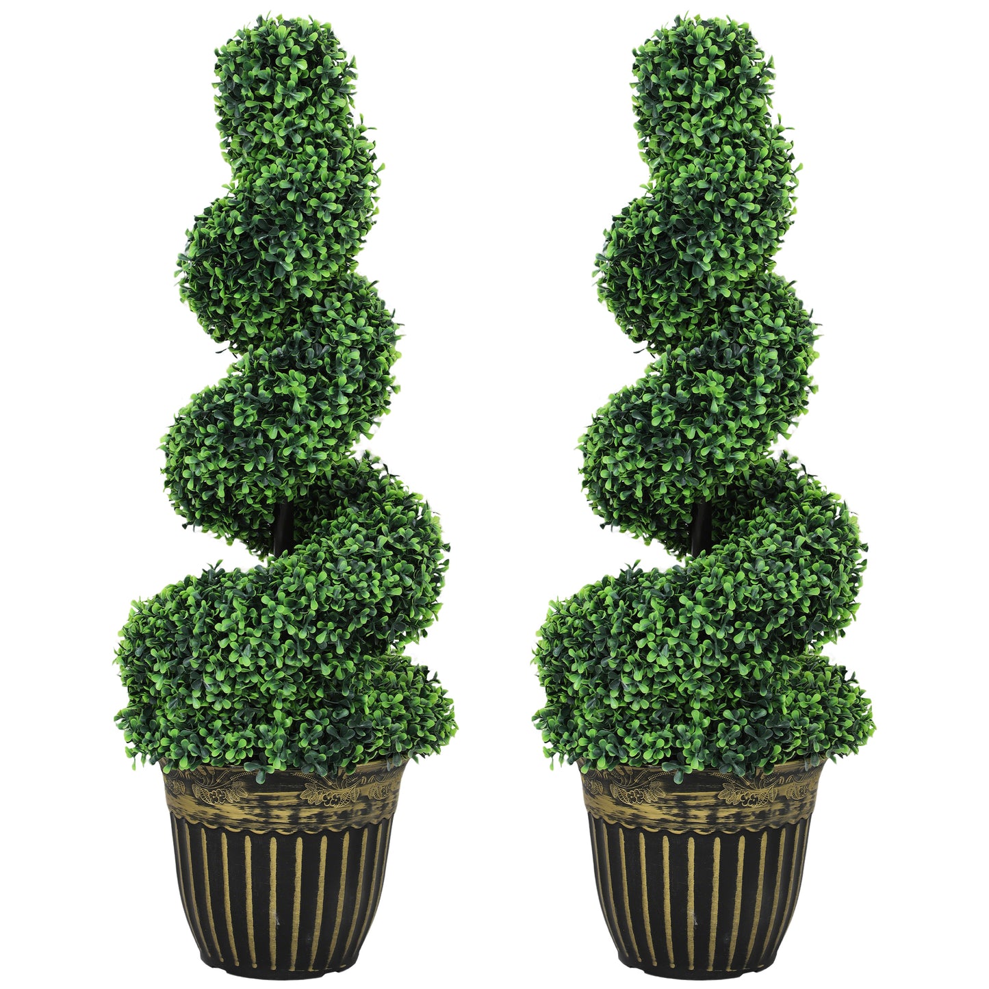 Kayoyo Set Of 2 Artificial Spiral Boxwood Topiary Trees For Decorative Placement
