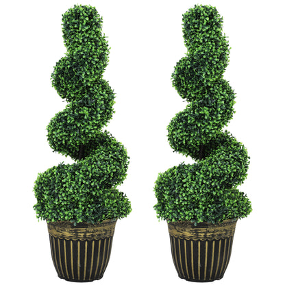 Kayoyo Set Of 2 Artificial Spiral Boxwood Topiary Trees For Decorative Placement