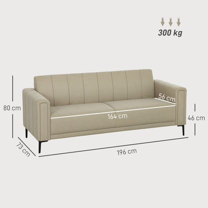 Marito Cream Upholstered 3 Seater Panel Tufted Sofa