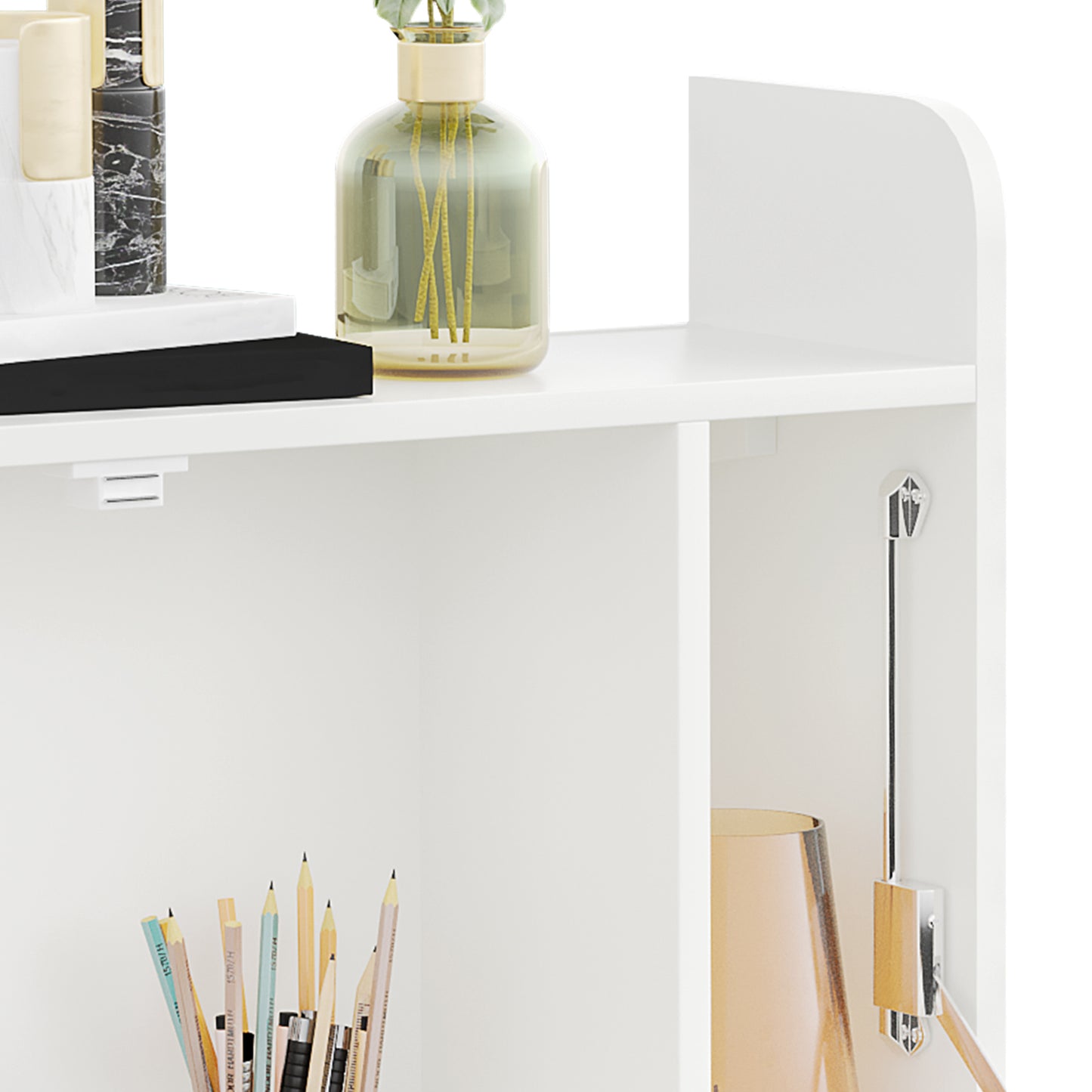 Pata Sovi Wood White Wall Mounted Drop Leaf Laptop Desk With Storage Compartments 77 x 20 x 51 cm
