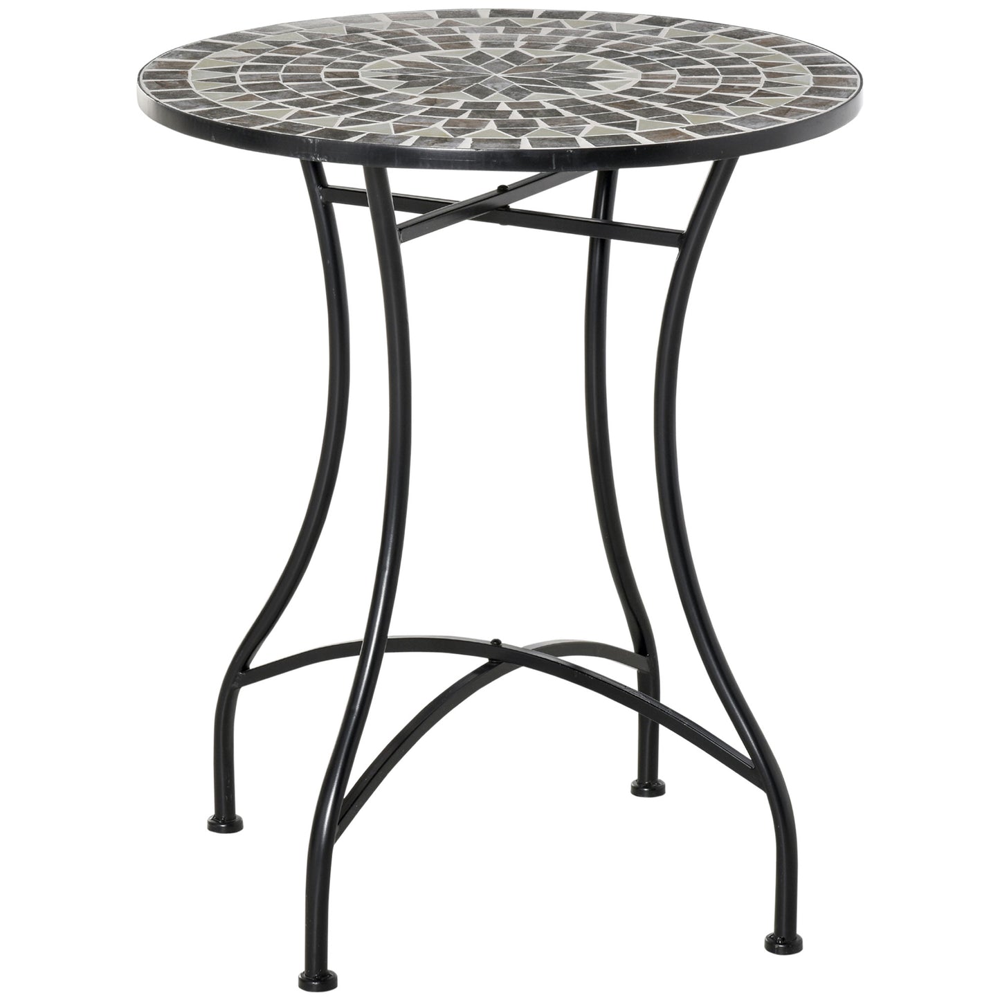 Sesori Ceramic Grey And Black Round Mosaic Garden Table