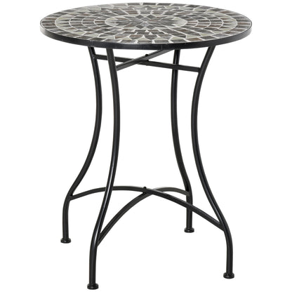 Sesori Ceramic Grey And Black Round Mosaic Garden Table