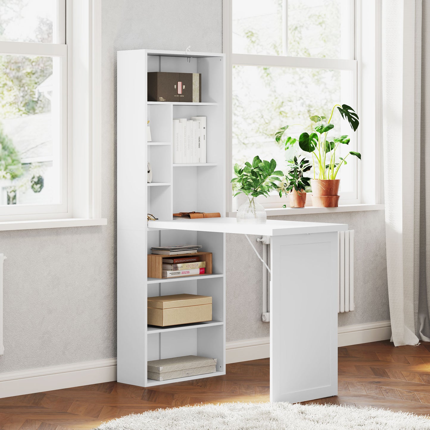 Larono 98cm White 3 Section Work Desk With Writing Board And Storage