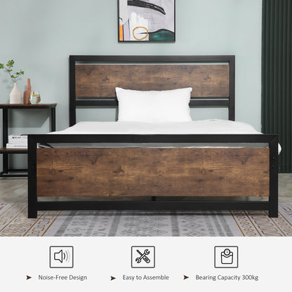 Vatoni 4FT6 Rustic Double Metal Bed Frame With Headboard and Footboard