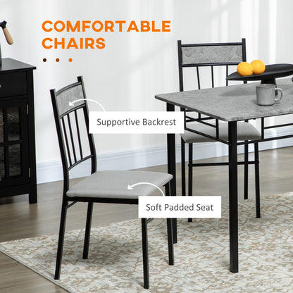Lera Marble Effect Grey And Black 5 Piece Dining Table And Chair Set