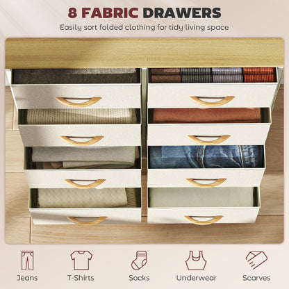 Docone Livi Fabric And Metal Beige 8 Drawer Storage Chest
