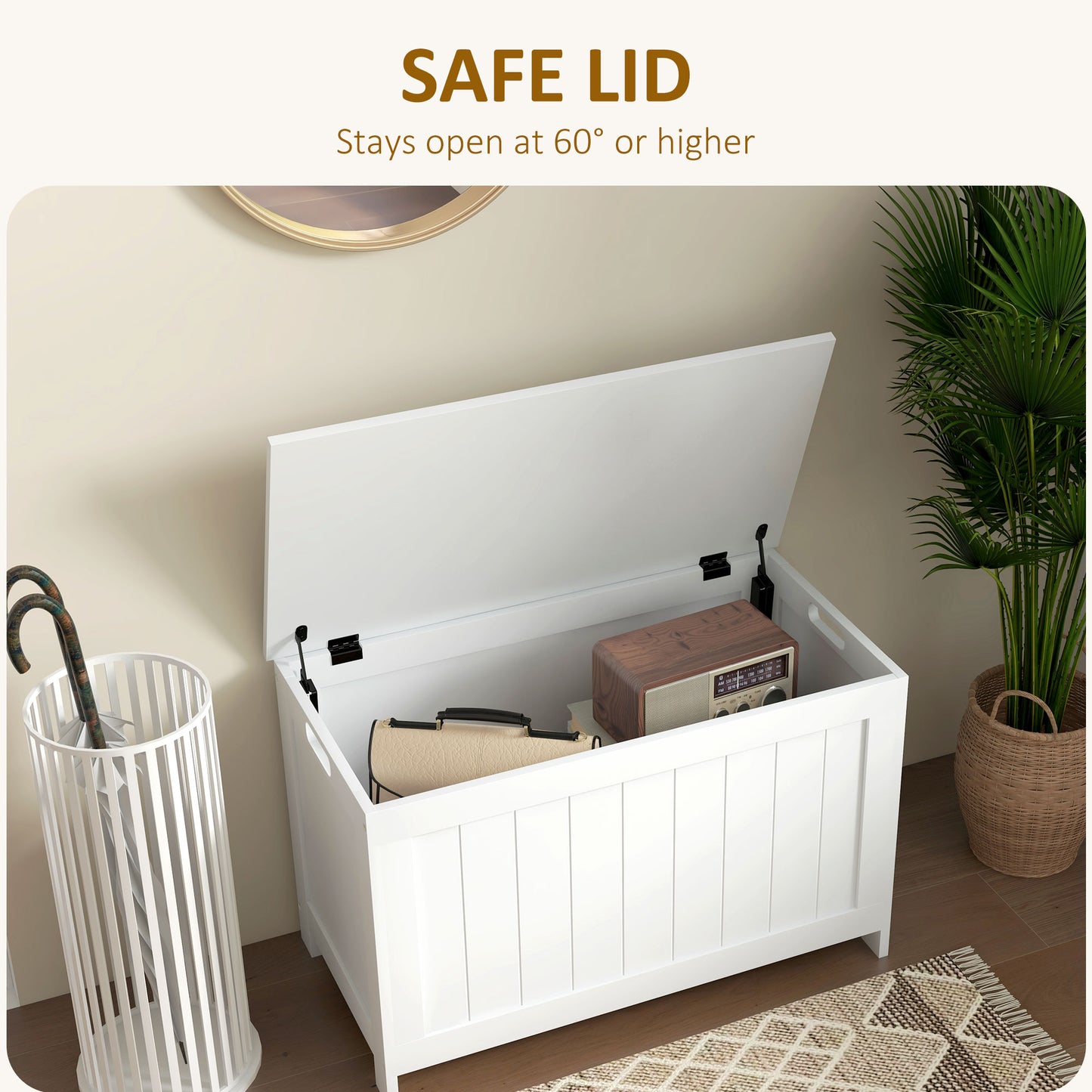 Halumo White Wooden Panelled Blanket Storage Chest