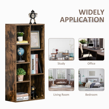 Luno Neka Wood Rustic Brown 7 Cube Storage Bookcase