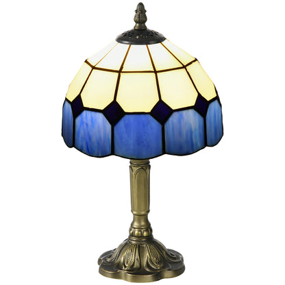Lonema Glass And Metal White And Blue Art Deco Style Table Lamp