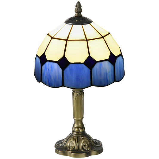 Lonema Glass And Metal White And Blue Art Deco Style Table Lamp
