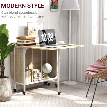 Suni Reta Wooden Natural And White Drop Leaf Dining Table Seating 6