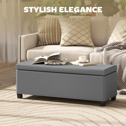 Bami Rimi Corduroy Grey Large Rectangular Storage Ottoman