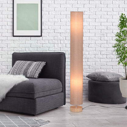 Vivera Wood And Fabric Cream Modern Floor Lamp With Linen Shade 120cm