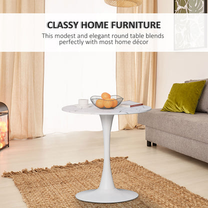 Tilara  Metal And Wooden White Round Bistro Dining Table With Steel Base