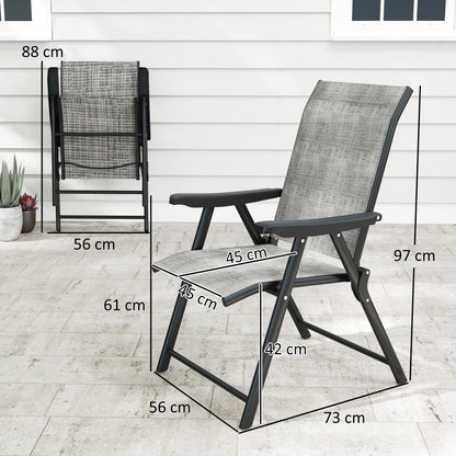 Maleli Set Of 2 Metal Black And Grey Folding Outdoor Chairs