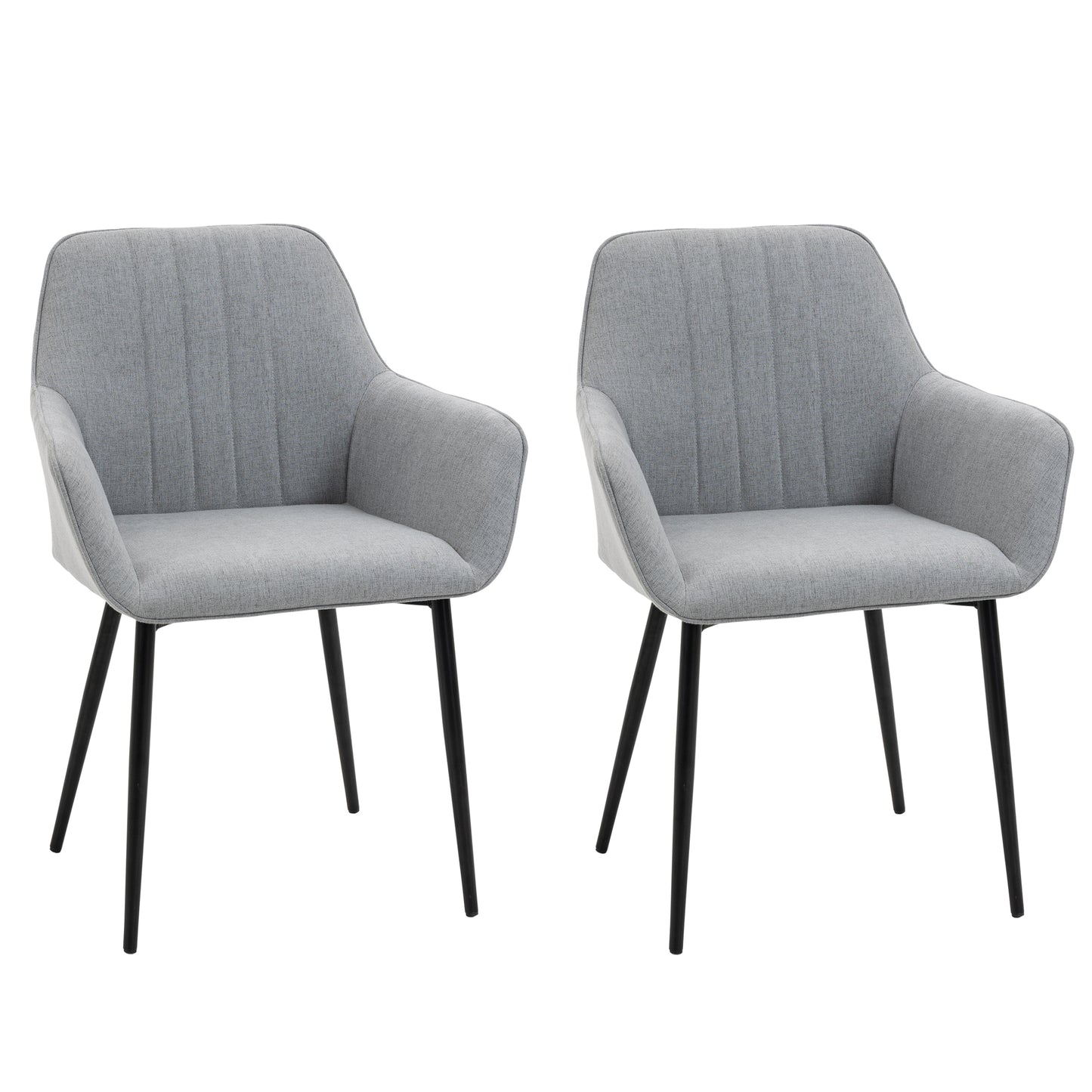 Mona Novi Set Of 2 Fabric Light Grey Dining Chairs With Metal Legs For Kitchen Or Dining