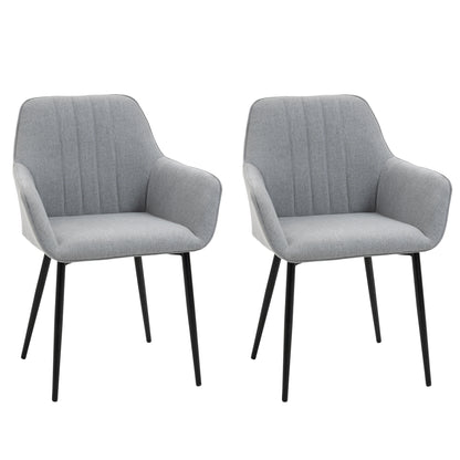 Mona Novi Set Of 2 Fabric Light Grey Dining Chairs With Metal Legs For Kitchen Or Dining