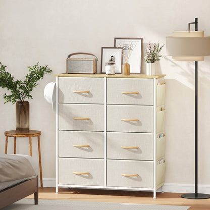Docone Livi Fabric And Metal Beige 8 Drawer Storage Chest
