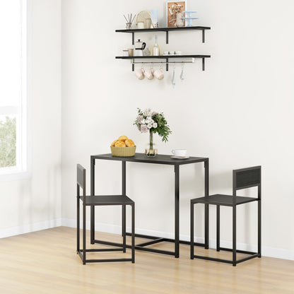 Gafetti Metal And Wood Black Compact Dining Table And Chair Set For Small Kitchens