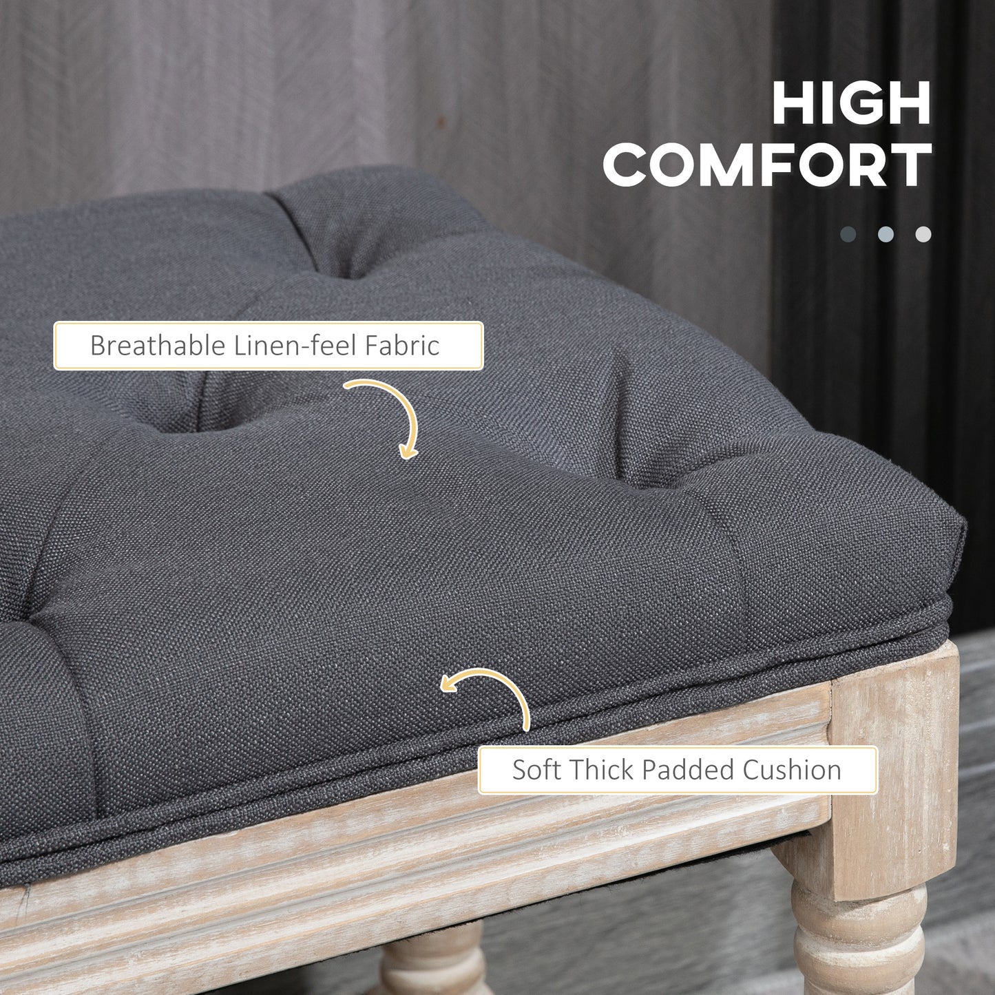 Lono Grey 2 Tier Vintage Style Bed End Bench With Storage Shelf Tufted Diamond