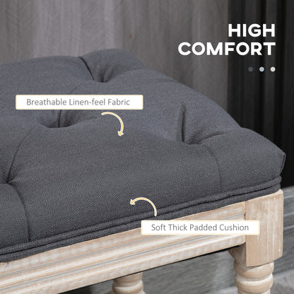 Lono Grey 2 Tier Vintage Style Bed End Bench With Storage Shelf Tufted Diamond