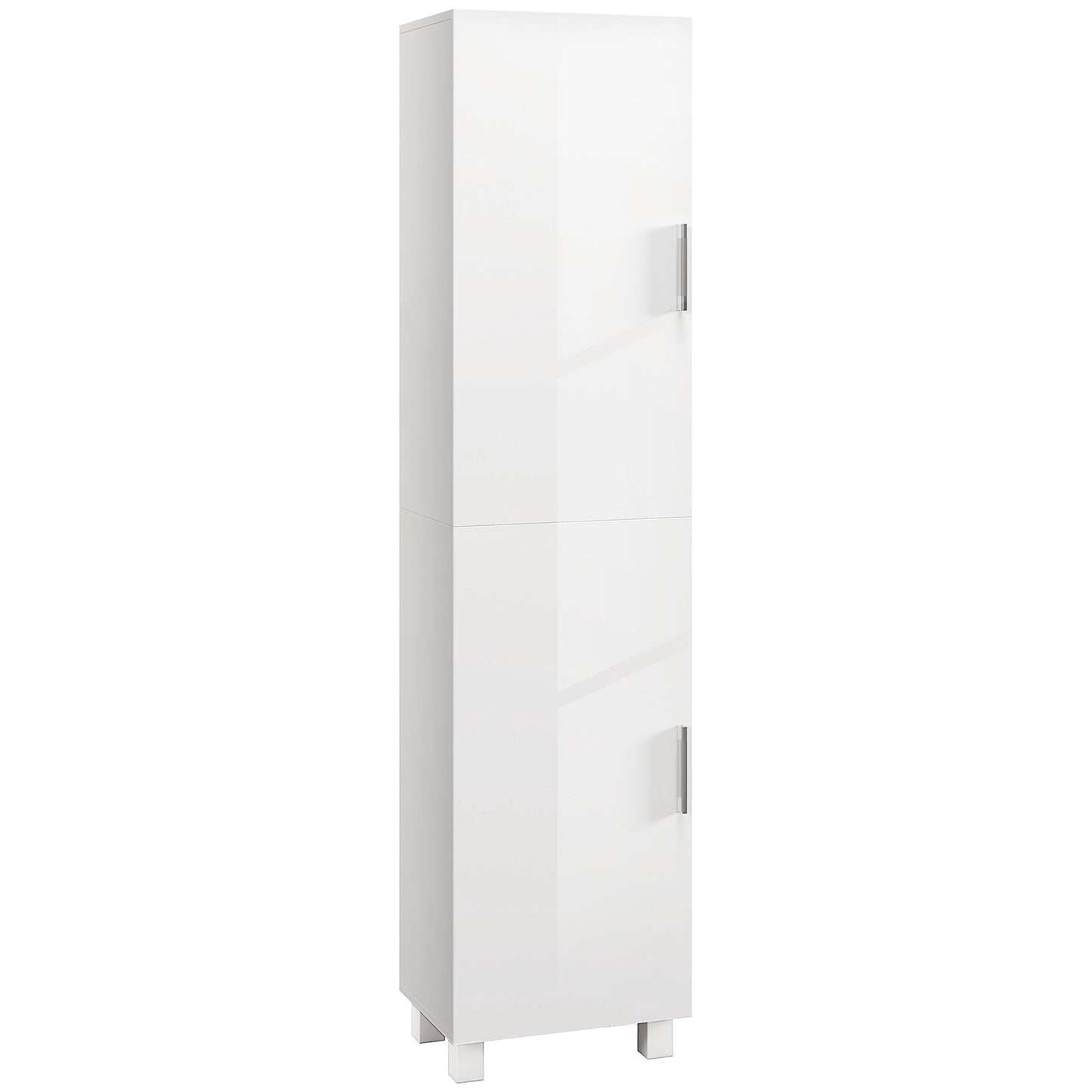 Freestanding Tall Bathroom Storage Cabinet With Adjustable Shelves And Double Doors