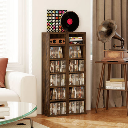 Yozi Sura Wood Mid Brown Effect Set Of 2 CD Storage Units With 102 Disc Capacity