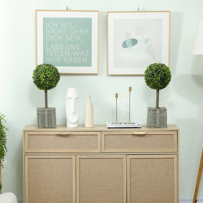 Moeldi Viso Set Of 2 Artificial Boxwood Topiary Balls With Woven Pots And Fauxbble Detail H8 50cm