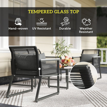 Mopafa Rattan Rope Dark Grey Seater  Piece Garden Furniture Set With Cushions