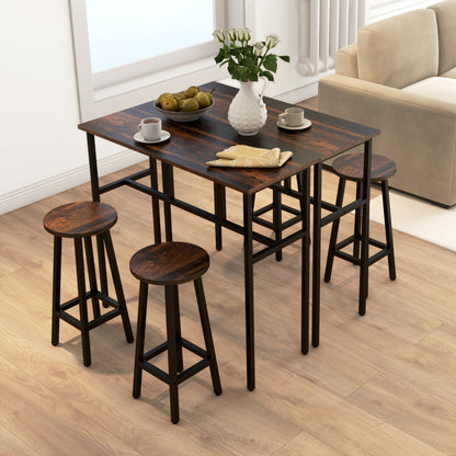 Halulo Wooden Rustic Brown 6 Piece Counter Bar Dining Set With Multiple Layout Options