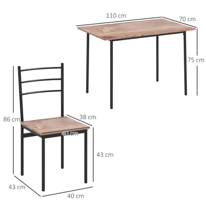 Kaloro Metal And Wooden Black 5 Piece Space Saving Dining Table And Chair Set