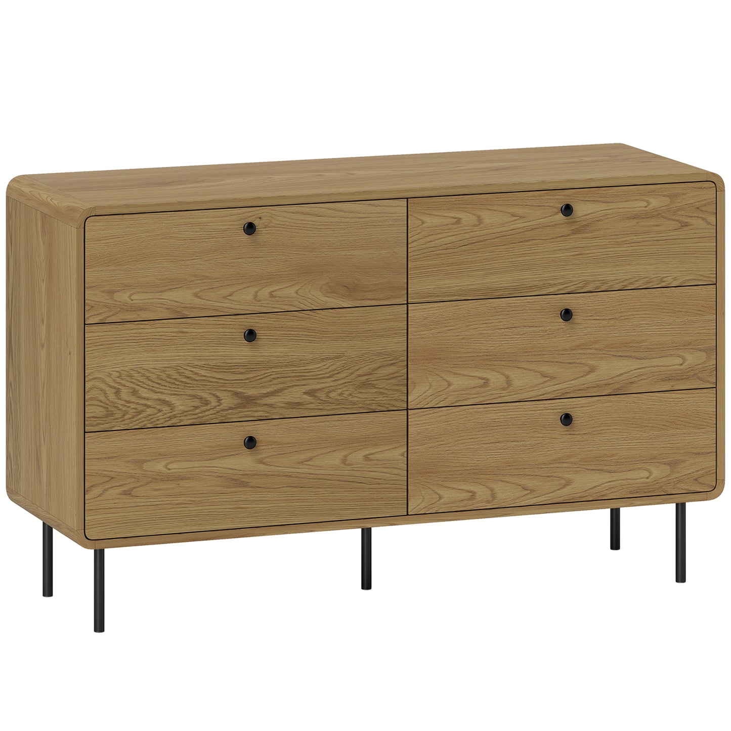 Naniba Wood Oak Finish 6 Drawer Storage Chest