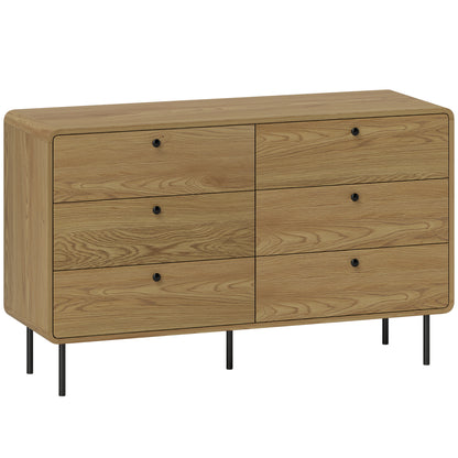 Naniba Wood Oak Finish 6 Drawer Storage Chest