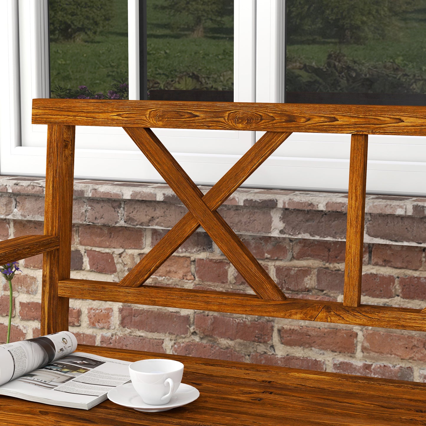 Tussora Fir Wood Natural 2 Seater Garden Bench With Lower Storage Shelf
