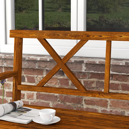 Tussora Fir Wood Natural 2 Seater Garden Bench With Lower Storage Shelf