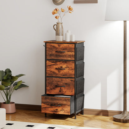 Balo Fabric And Metal Rustic Brown 4 Drawer Storage Chest