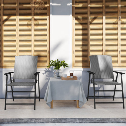 Yoriha Rattan Grey Folding Garden Chairs Set Of 2
