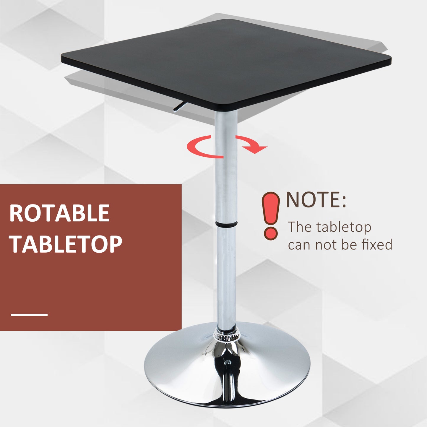 Eltani Metal And Wooden Black And Silver H8 Adjustable Swivel Bar Table