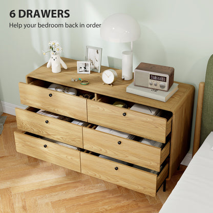 Naniba Wood Oak Finish 6 Drawer Storage Chest