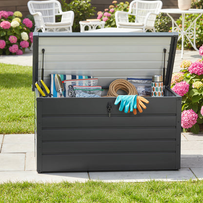 Ronamo Dark Grey Galvanised Steel Garden Storage Box 311 Litre