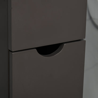 Dolo Suma Slim Freestanding Bathroom Storage Cabinet With Shelves And Drawers In Brown
