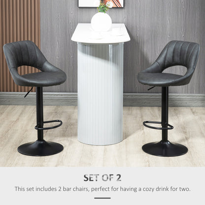 Dova Lure Faux Leather Grey Swivel Bar Stools Set Of 2 With Backrest And Footrest