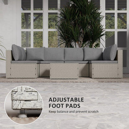 Lura Rattan Light Brown 7 Piece Modular Outdoor Furniture Set